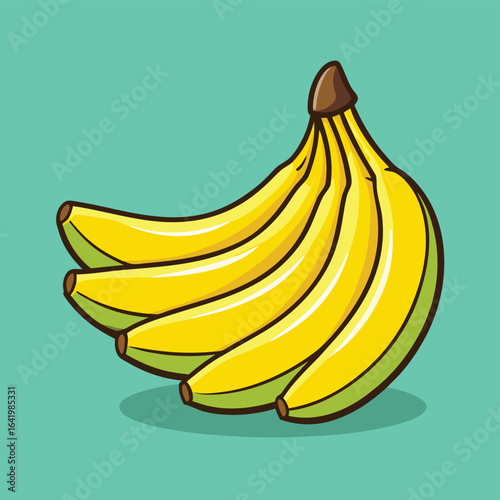 Vector illustration of a bunch of fresh, ripe bananas, a sweet, healthy, tropical fruit, isolated on a white background