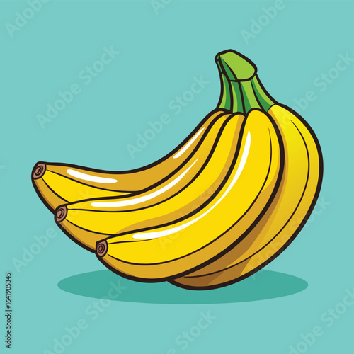 An isolated bunch of fresh, ripe bananas makes a healthy yellow tropical snack