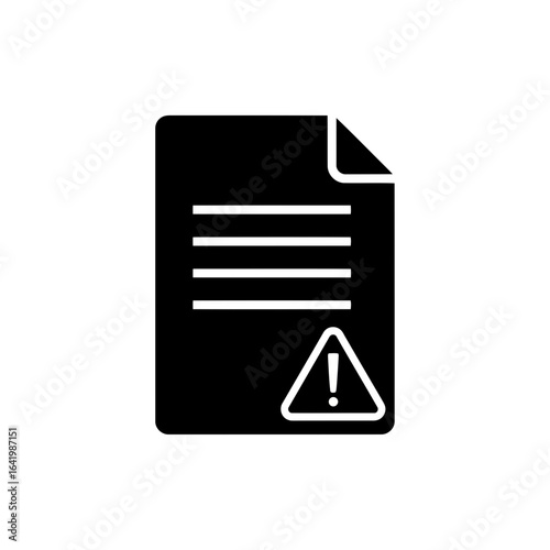 Document with warning sign, indicating an alert or important information, isolated on white background vector icon