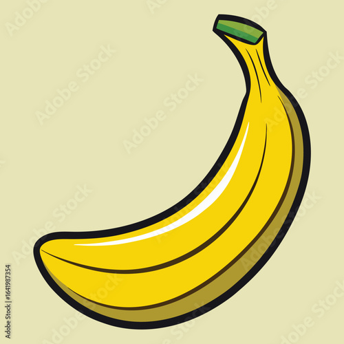Isolated vector illustration of a ripe yellow banana on a black background