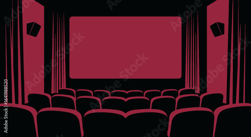 Vector illustration of a cinema interior with empty seats  