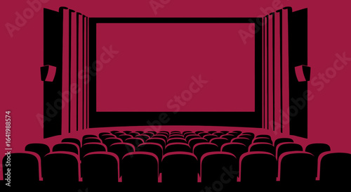 Vector illustration of a cinema auditorium with empty seats  