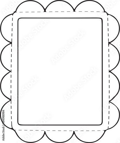 A Rectangular Scalloped Frame Design Template for Crafts