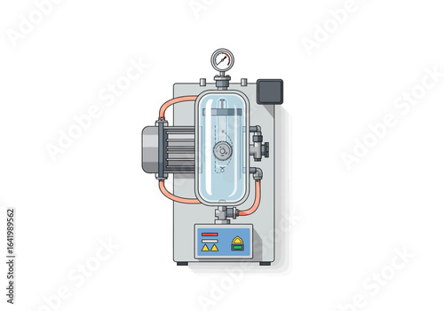 Industrial Machine with Glass Chamber and Pressure Gauge Illustration