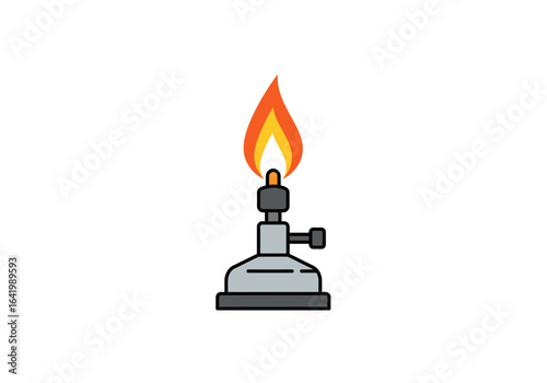Bunsen Burner with Flame Illustration for Scientific Experiments