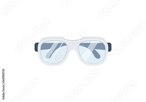 White Framed Safety Goggles with Clear Lenses and Dark Straps