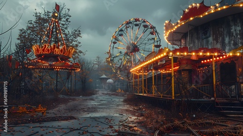Eerie Abandoned Amusement Park Glowing Rides