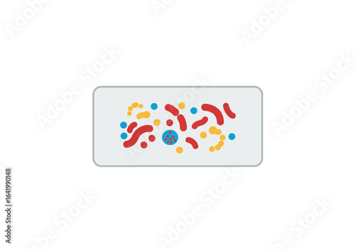Colorful Microorganisms on a Slide, Science Illustration