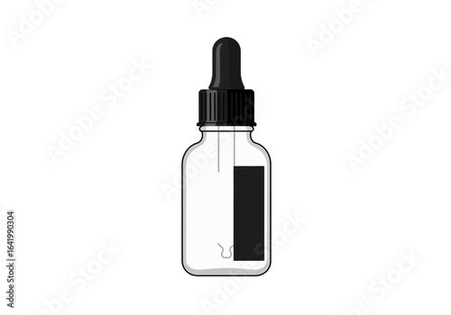 Clear Glass Dropper Bottle with Black Label and Cap