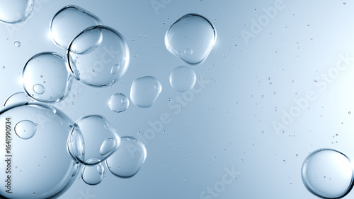 Clear Liquid with Bubbles, Representing a Collagen Serum or a Skincare Product, Symbolizing Purity, Hydration, and the Science of Beauty, 3d render