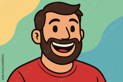 A cheerful and stylish man with a groomed beard, beaming with a genuine smile, radiating warmth and approachability, is portrayed in the smiling male portrait