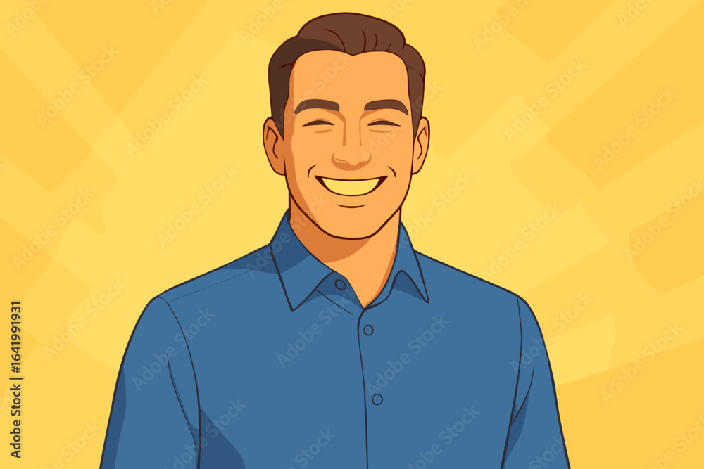 Fototapeta premium Portrait of a Friendly Older Man with a Mustache Set Against a Brightly Colored Background