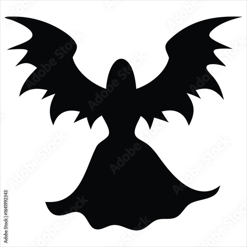 Dark gothic angel silhouette with spiky wings and flowing robes