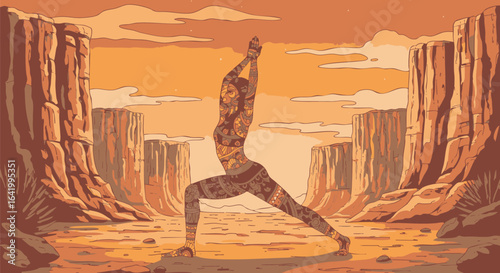 Yoga in the Canyon A Woman Practicing Yoga with Scenic Desert Landscape _20250705_140547 (6).eps