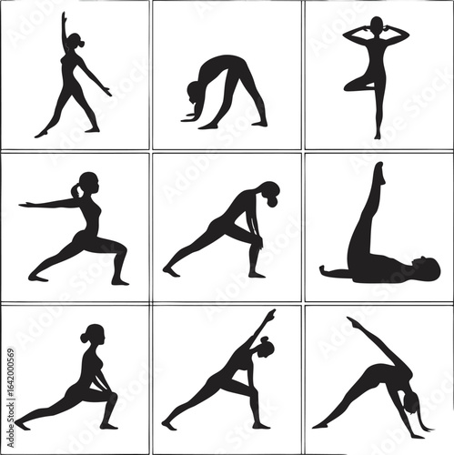 yoga exercise silhouette collection