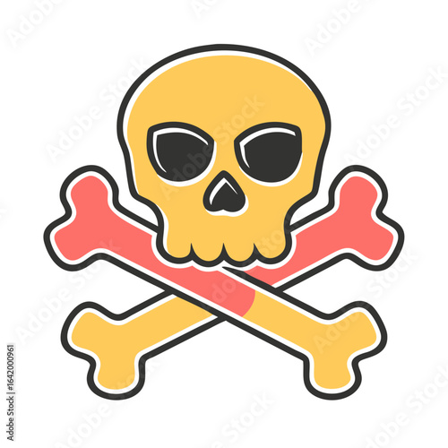Skull and crossbones symbol in flat design style  