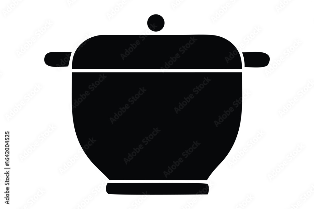 Obraz premium A simple black silhouette of a cooking pot with handles and a lid