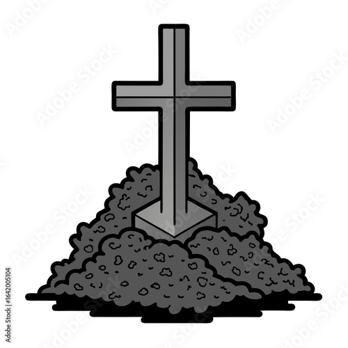 Detailed Pile of Ashes with Cross Shape for Ash Wednesday Symbolism

