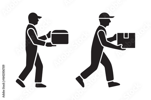 Delivery person carrying packages icon