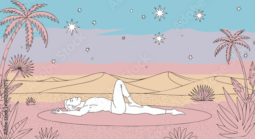 Yoga Pose in Desert Oasis