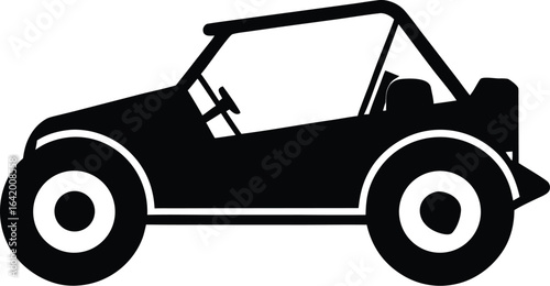 Silhouette of a dune buggy in motion