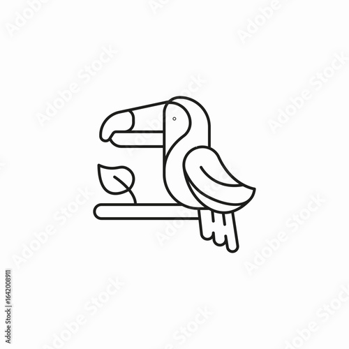 toucan bird branch icon sign vector