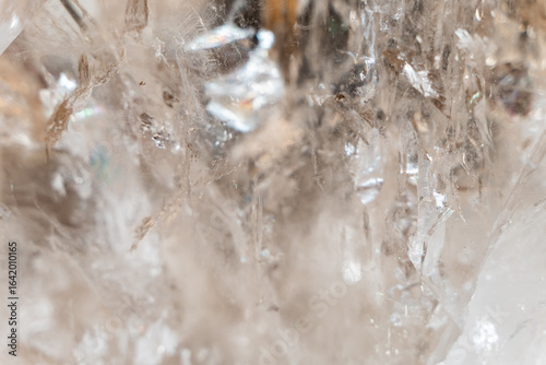 Close-Up View of Clear Crystals in Nature