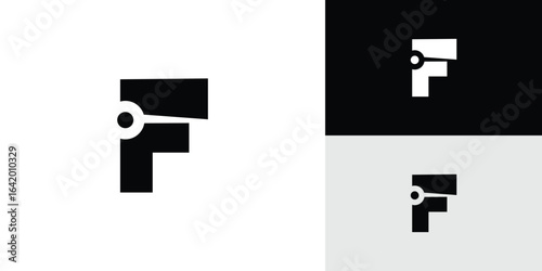 Modern and unique F clock logo design