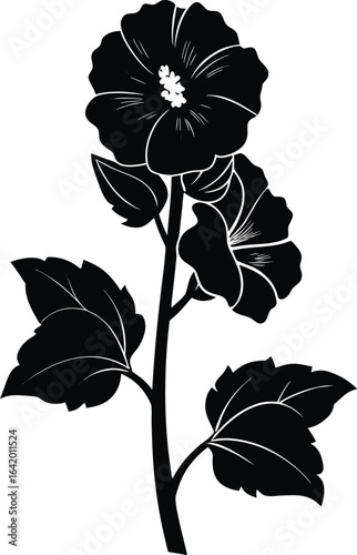 Minimalist hollyhock silhouette vector design