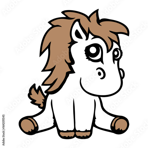 Horse Pony Cute Sitting Drawing Riding Cartoon Comic