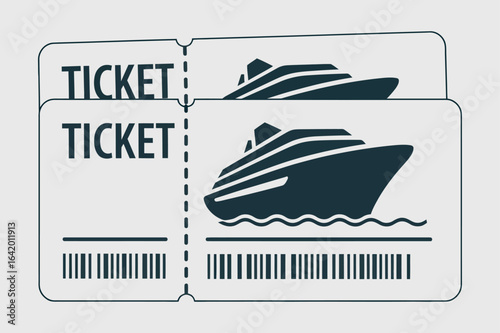 Cruise Ship Ticket Vector Illustration for Sea Travel, Vacation, and Maritime Transportation Design