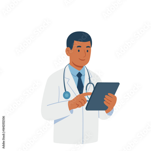 Male Doctor with Stethoscope. Vector Illustration