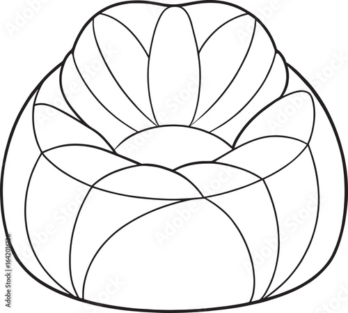 Comforting beanbag chair outline illustration for relaxation spaces and cozy interior design projects
