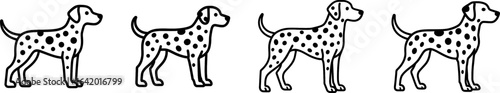 Dalmatian dog full body standing side view outline vector