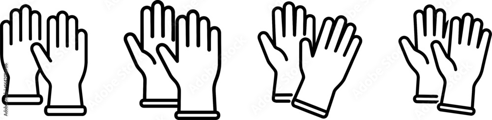 Medical gloves latex outline vector Medical gloves latex outline vector