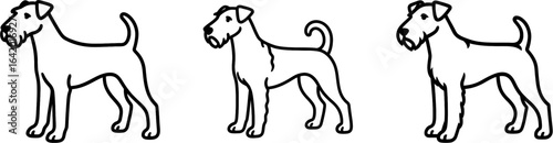 Airedale terrier dog standing side view outline vector