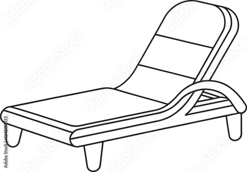 A simple outline vector of a comfortable sunbed lounger chair for beach and poolside relax