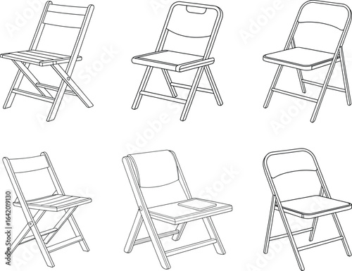 Versatile folding chair collection in outline style for interior design projects or event planning needs today