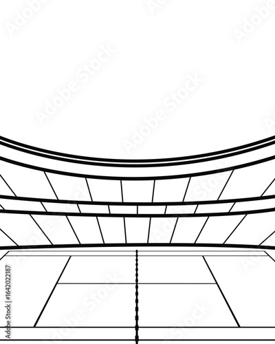 Tennis Stadium Concept , Soccer Black and White field Vector Illustration Abstract Editable image,