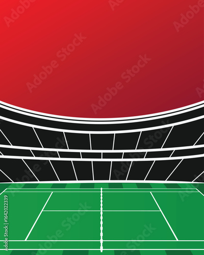 Tennis Court Stadium Concept, green field Vector Illustration Abstract Editable image, 