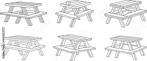 Fun picnic table outlines for backyard barbecues or park gatherings, adding to your outdoor summer fun project