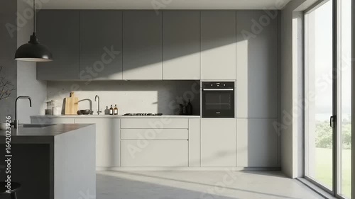 Modern gray kitchen interior design