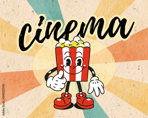 Retro party cinema background banner pin up style