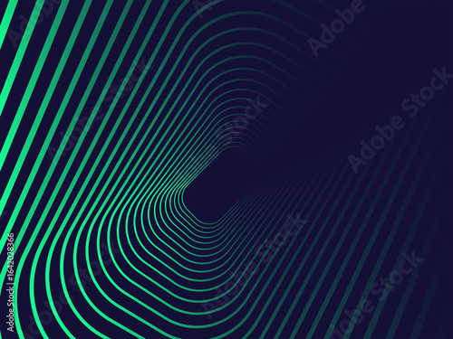Wallpaper Mural Abstract futuristic tunnel design with glowing green neon curved lines on a dark gradient background. Perfect for tech, sci-fi, digital, and modern creative projects, wallpapers, and branding visuals. Torontodigital.ca