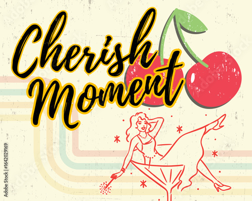 Retro party cinema background banner pin up style