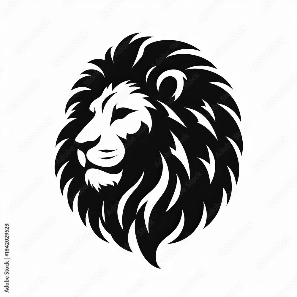 Fototapeta premium Majestic lion head silhouette emblem