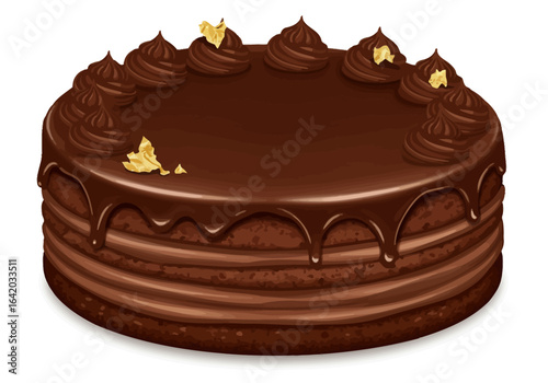 Delicious Chocolate Layer Cake with Ganache and Gold Leaf.
