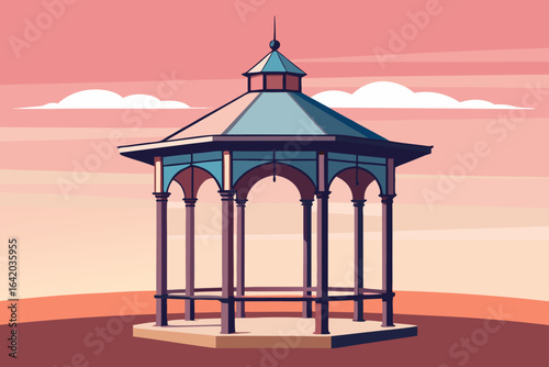 Flat Realistic Vector Style Gazebo With Soft Pastels