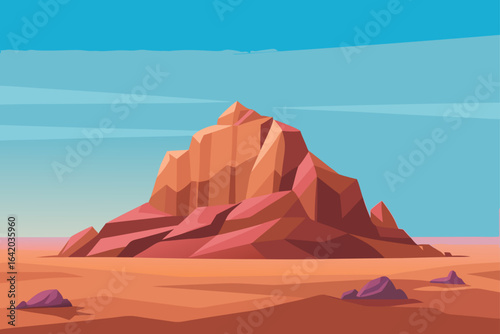 Flat Realistic Vector Style Desert Rock With Soft Light