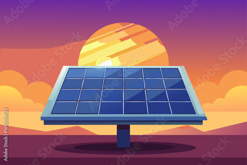 Flat Realistic Vector Style Solar Panel With Warm Light